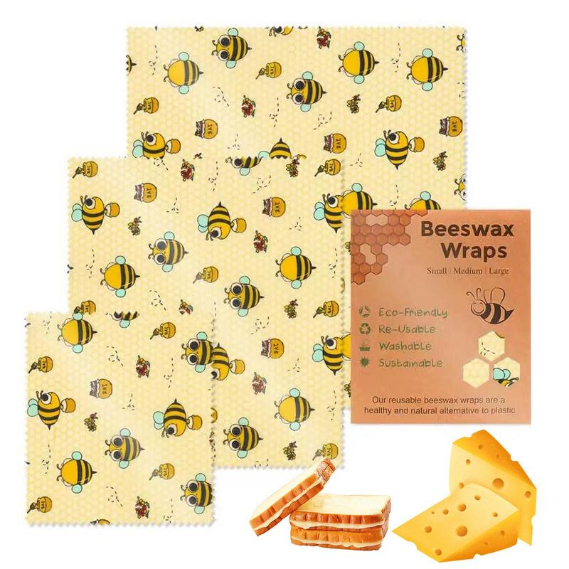 Beeswax Food Wrap - 3 Stuks Herbruikbare Voedsel Vers Houden