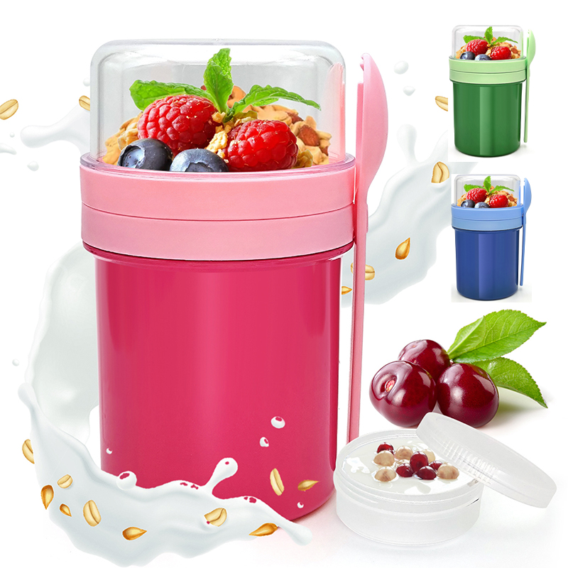 Food Storage Meals - Draagbare dubbele laag overnight oats beker,