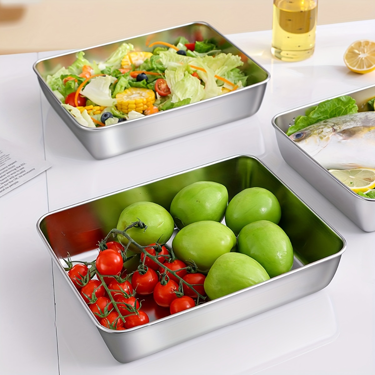 Food Storage Without Pantry - 2-delige roestvrijstalen voedselopslagcontainerset - zonder deksel,