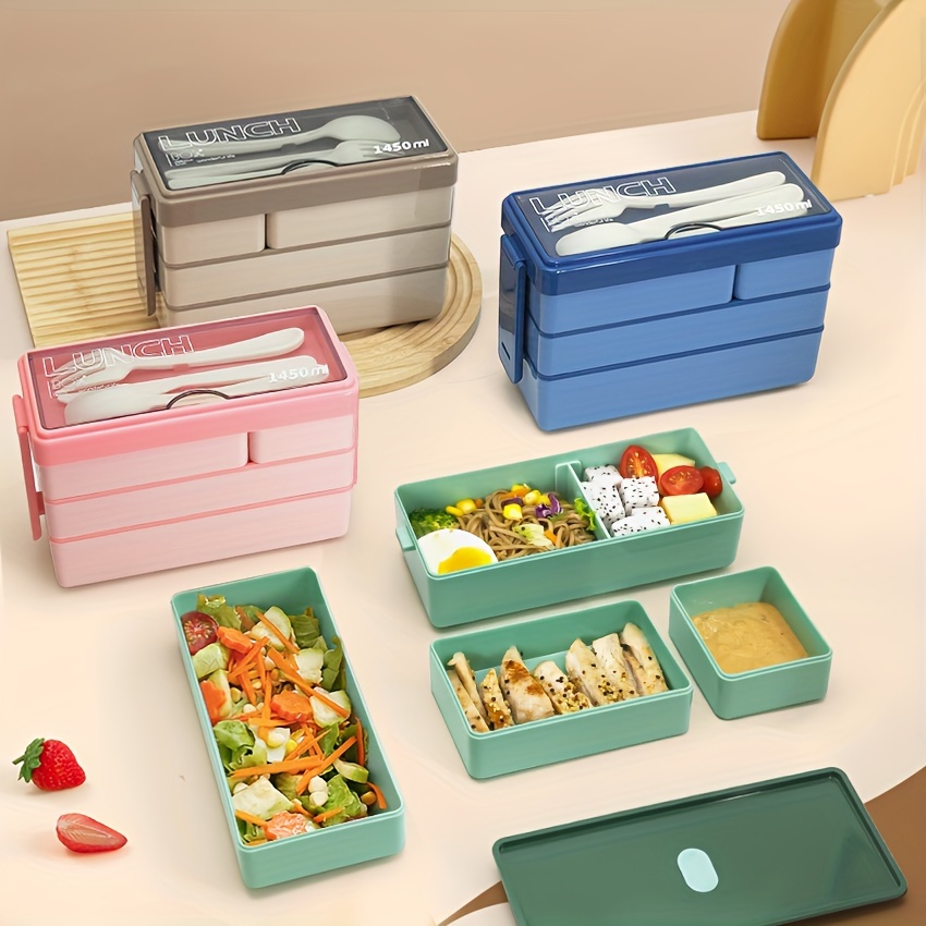 Food Storage Large Plastic Containers - 1450ML Bento Lunchbox Grote capaciteit Meerlaagse