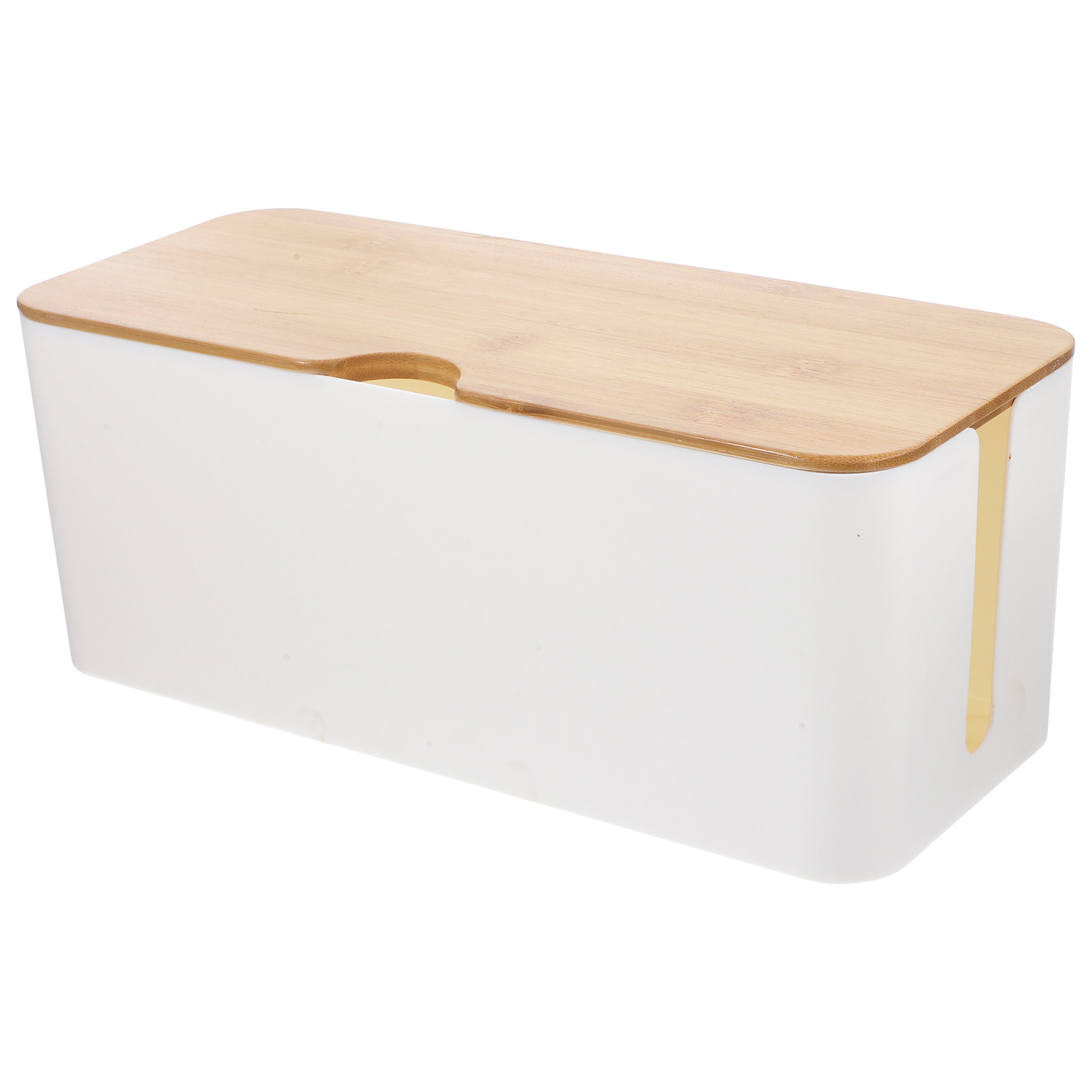 Food Storage Management - Bamboe deksel kabelopbergbox, grote maat, snoerbeheercontainer