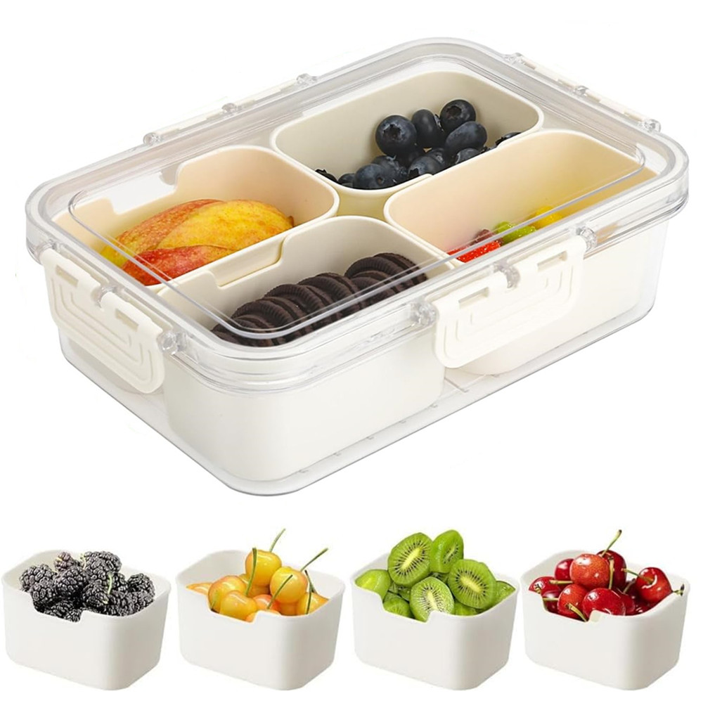 Food Storage Meals - Draagbare voedselbewaarbox, snackbox, 4 compartimenten met