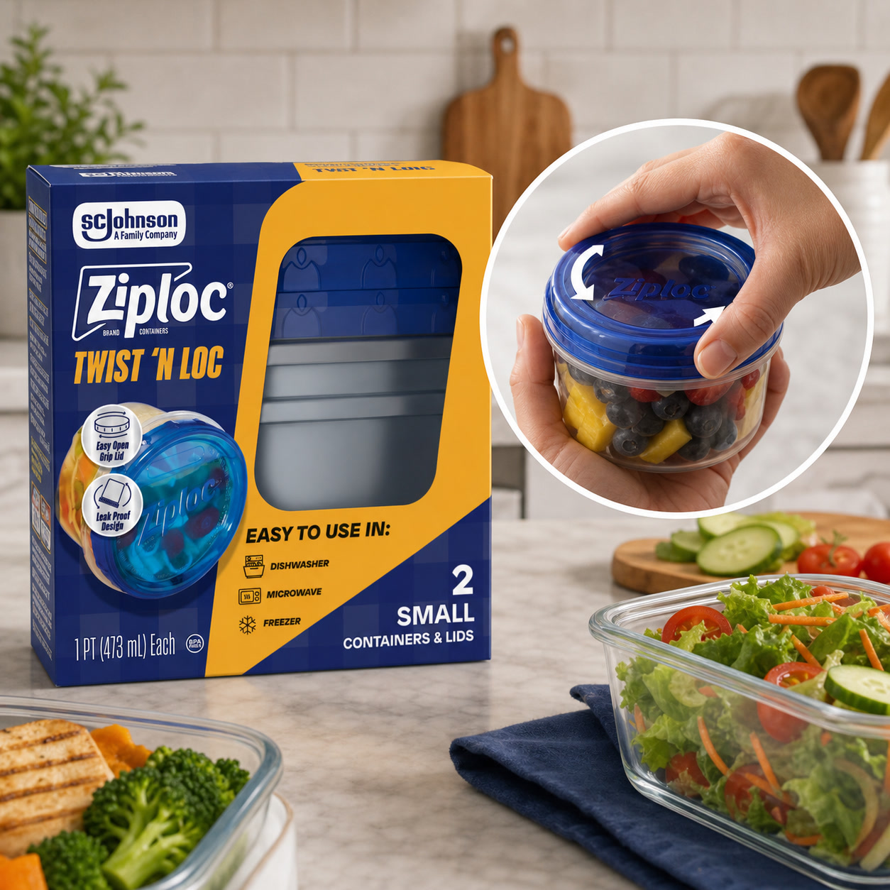 Food Storage Prep Containers - 2-delige kleine voedselcontainers met draaislot, lekbestendige