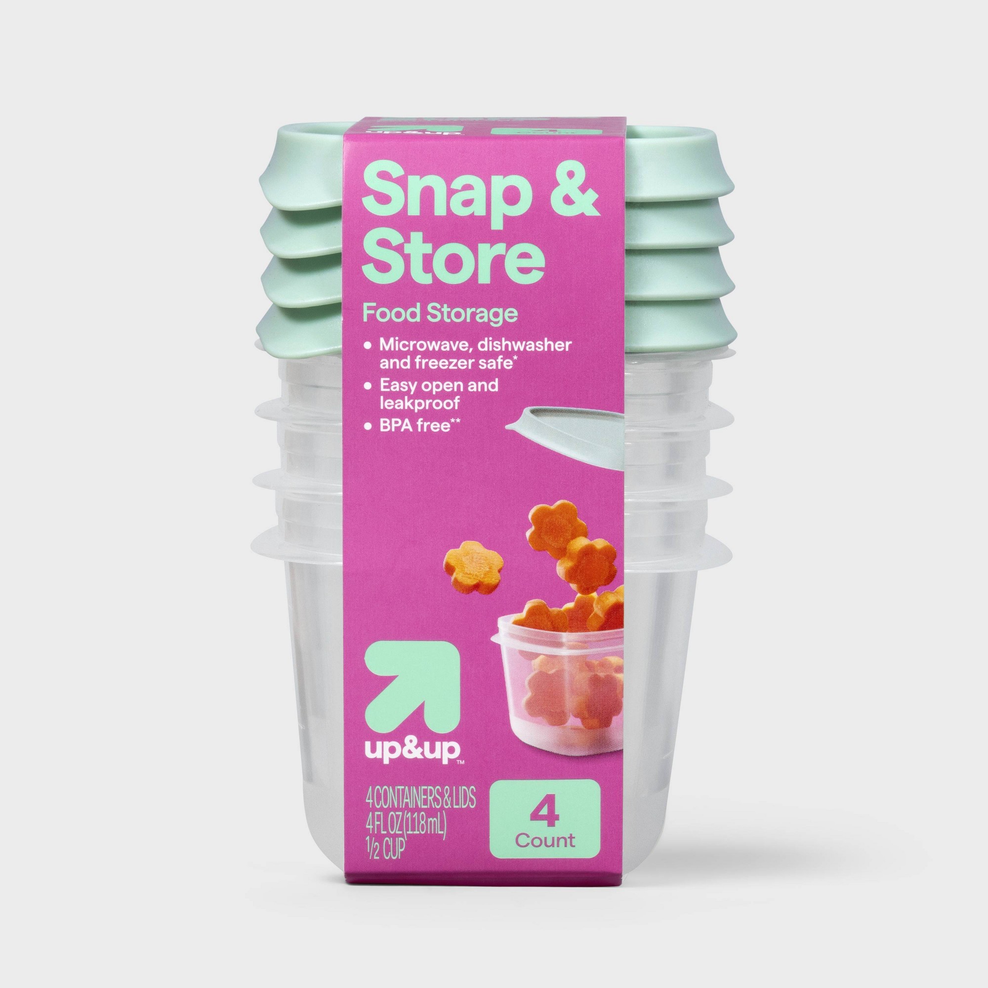 Food Storage Prep Containers - 4-delige mini vierkante halve beker voedselbewaarbakjes,