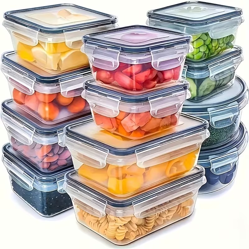 Food Storage Meals - 4-delige transparante voedselbewaarbakjes met klikdeksels, herbruikbaar