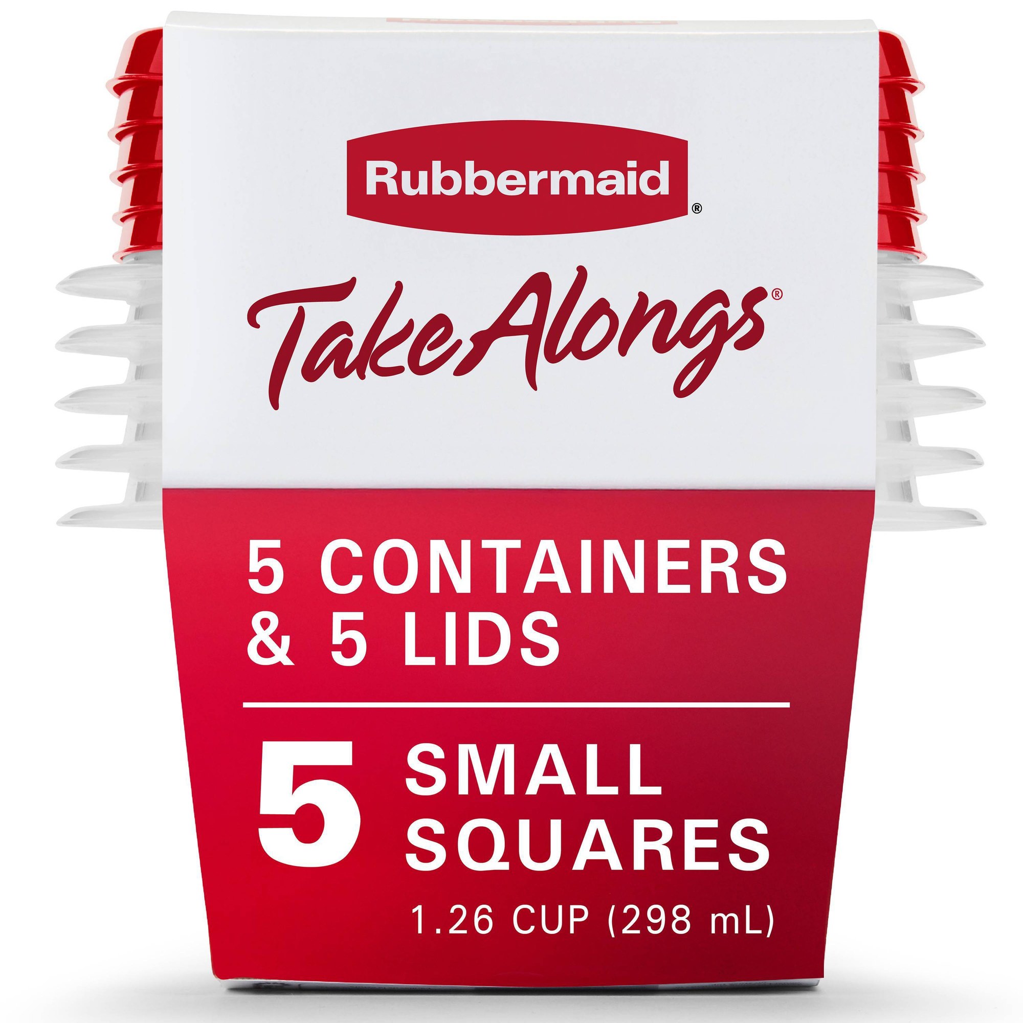 Food Storage Prep Containers - 5 stuks voedselopslagcontainers met rood deksel,