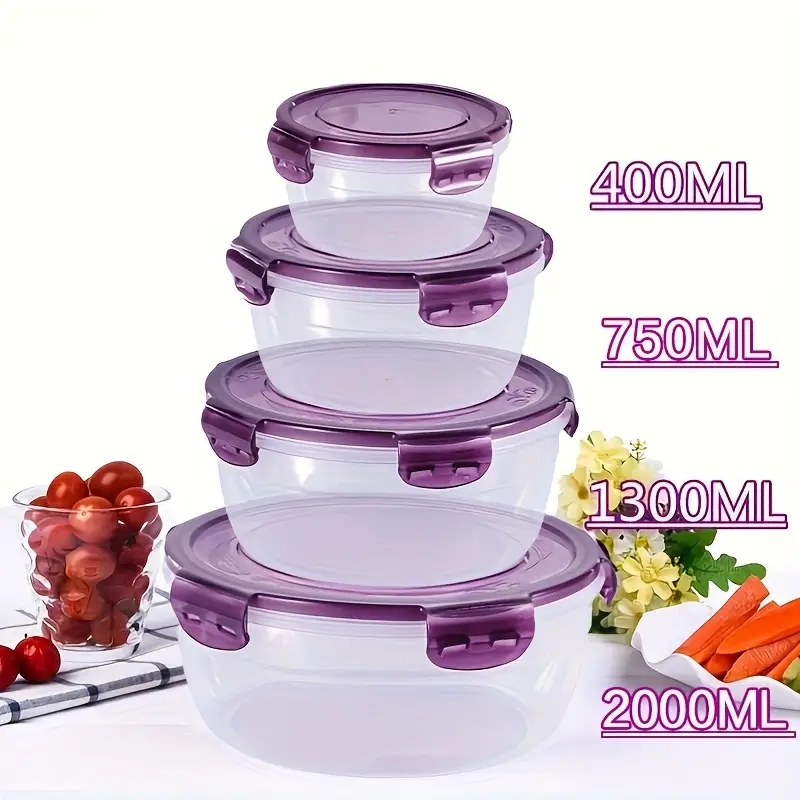 Food Storage Meals - 4 plastic voedselbewaarcontainers, lunchboxen, geschikt voor