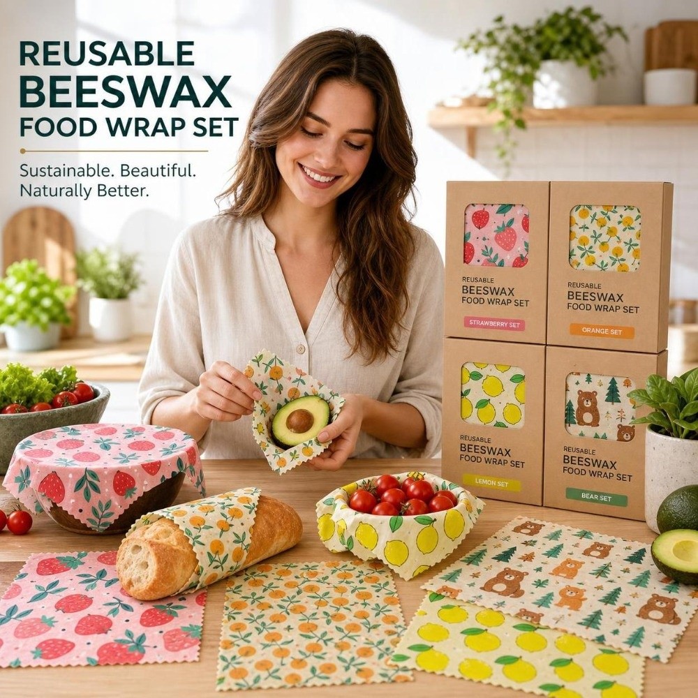 Beeswax Food Wrap - 9 stuks bijenwas voedselverpakking in meerdere