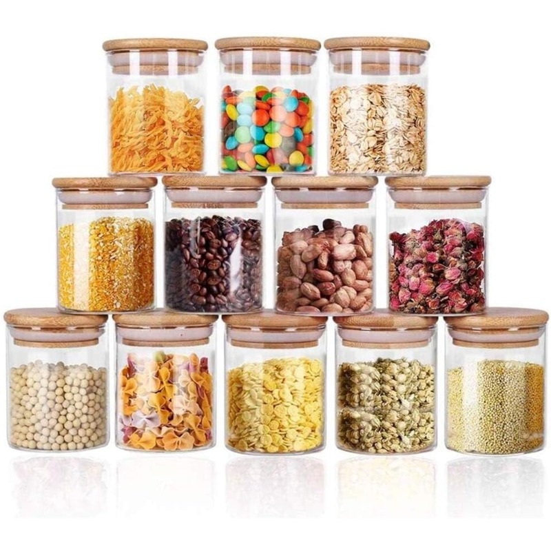 Food Storage Jar Labels - 12-glazen potten set met bamboe luchtdichte