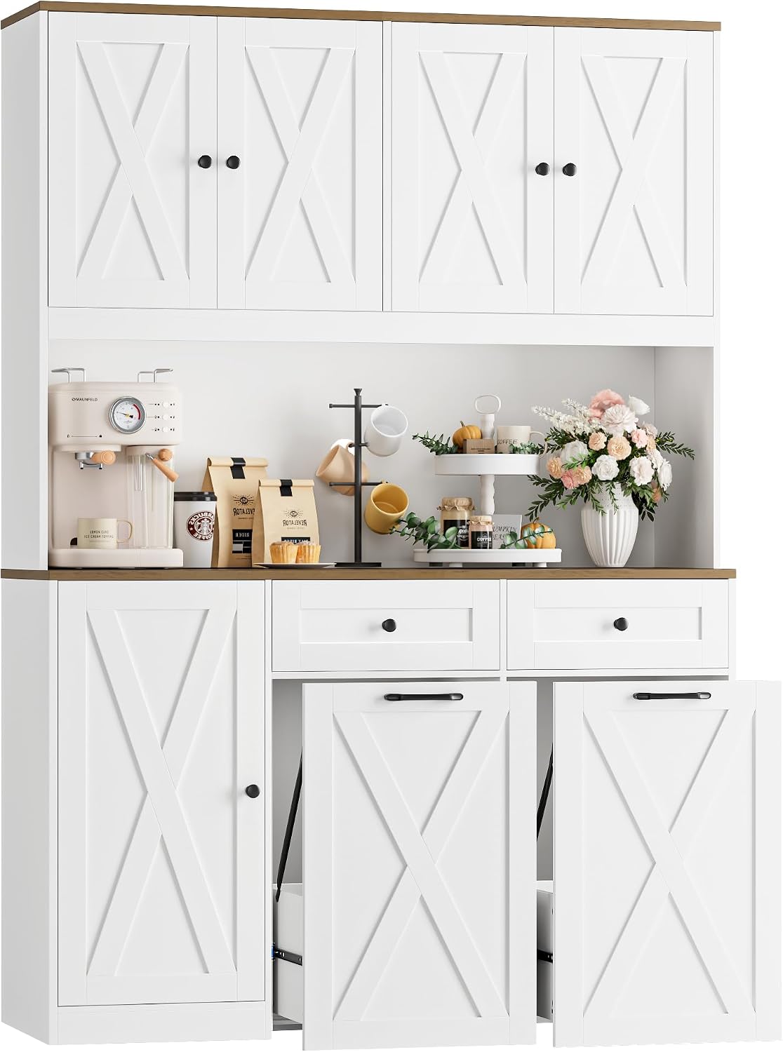 Food Storage Without Pantry - Keukenkast houten vrijstaande hoge kast met