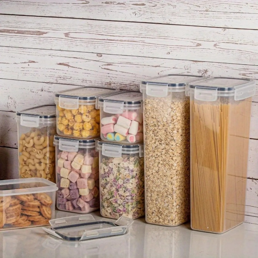 Food Storage Jar Labels - 8-delige luchtdichte voorraaddozenset met deksels, plastic