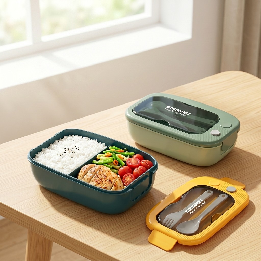 Food Storage Jars Plastic - Microgolfbestendige plastic bento box met 2
