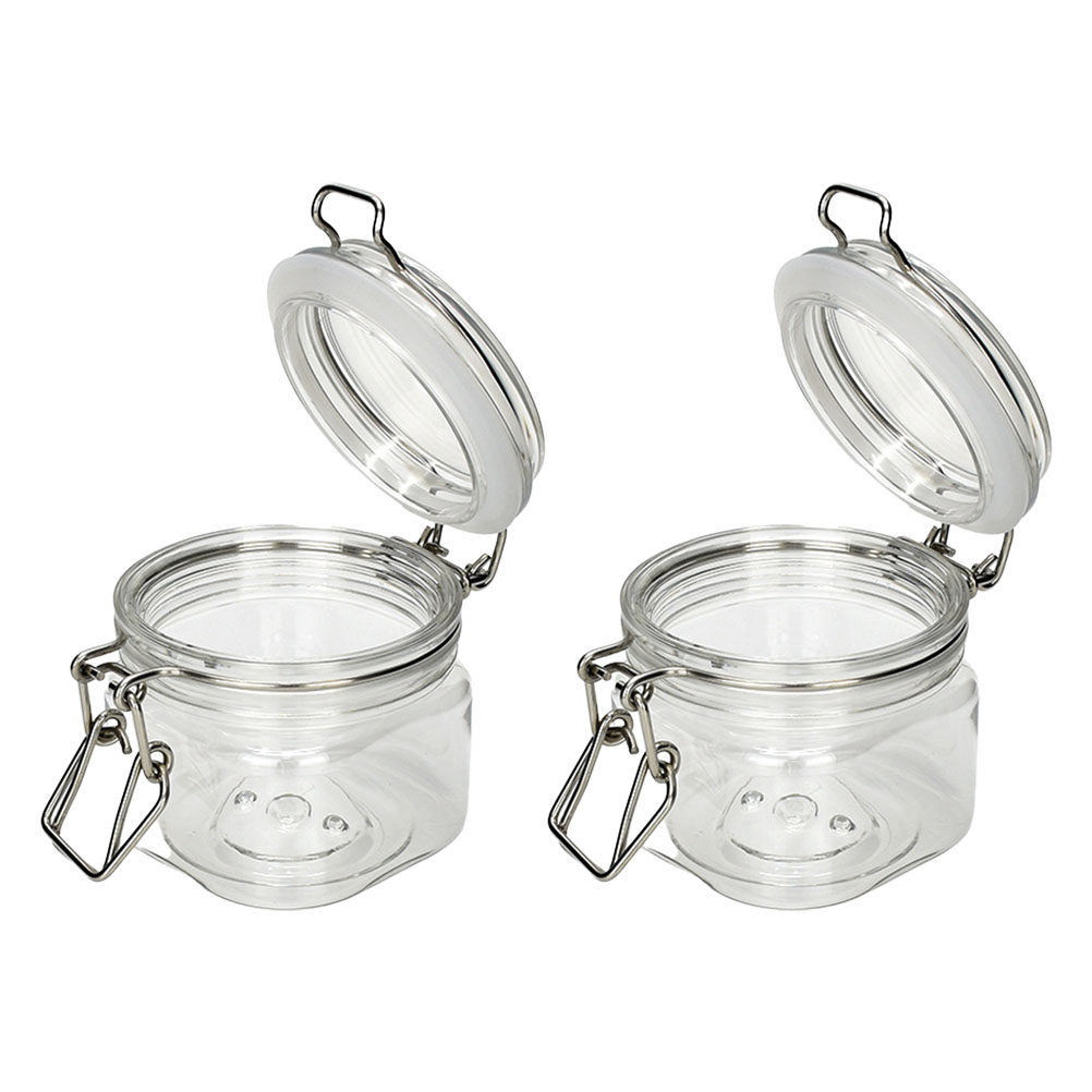 Food Storage Jars Plastic - 2 stuks verzegelde voorraadpotten transparante honingflessen