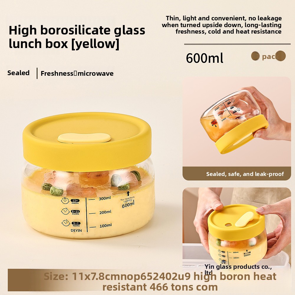 Food Storage Cabinet - Glazen voedselopslagcontainer Luchtdicht lekvrij voedselkom Bento
