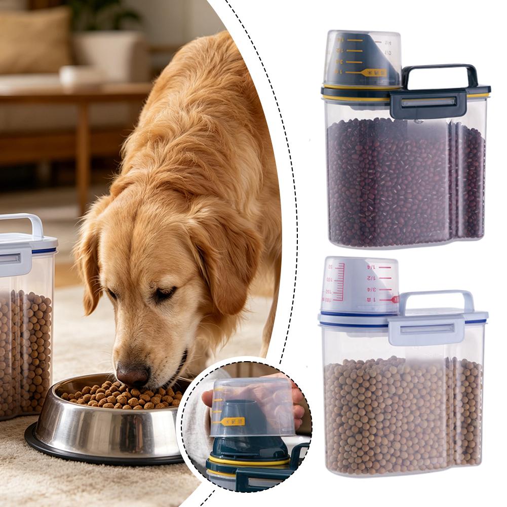 Food Storage Large Plastic Containers - Plastic opbergcontainer voor huisdierenvoer met maatbeker,