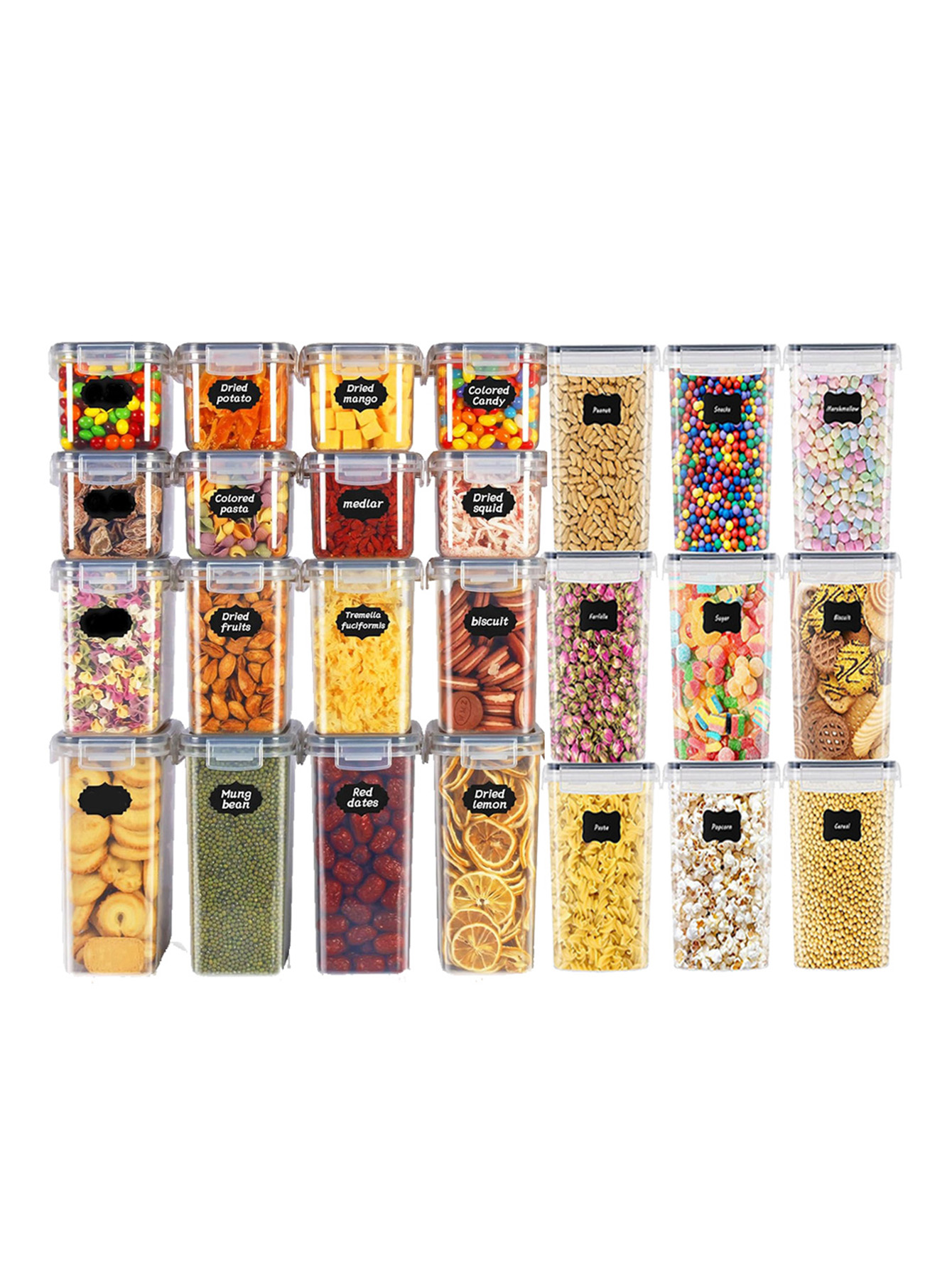 Food Storage Jar Labels - 48 stuks, verzegelde voedselbewaarcontainers met deksels,