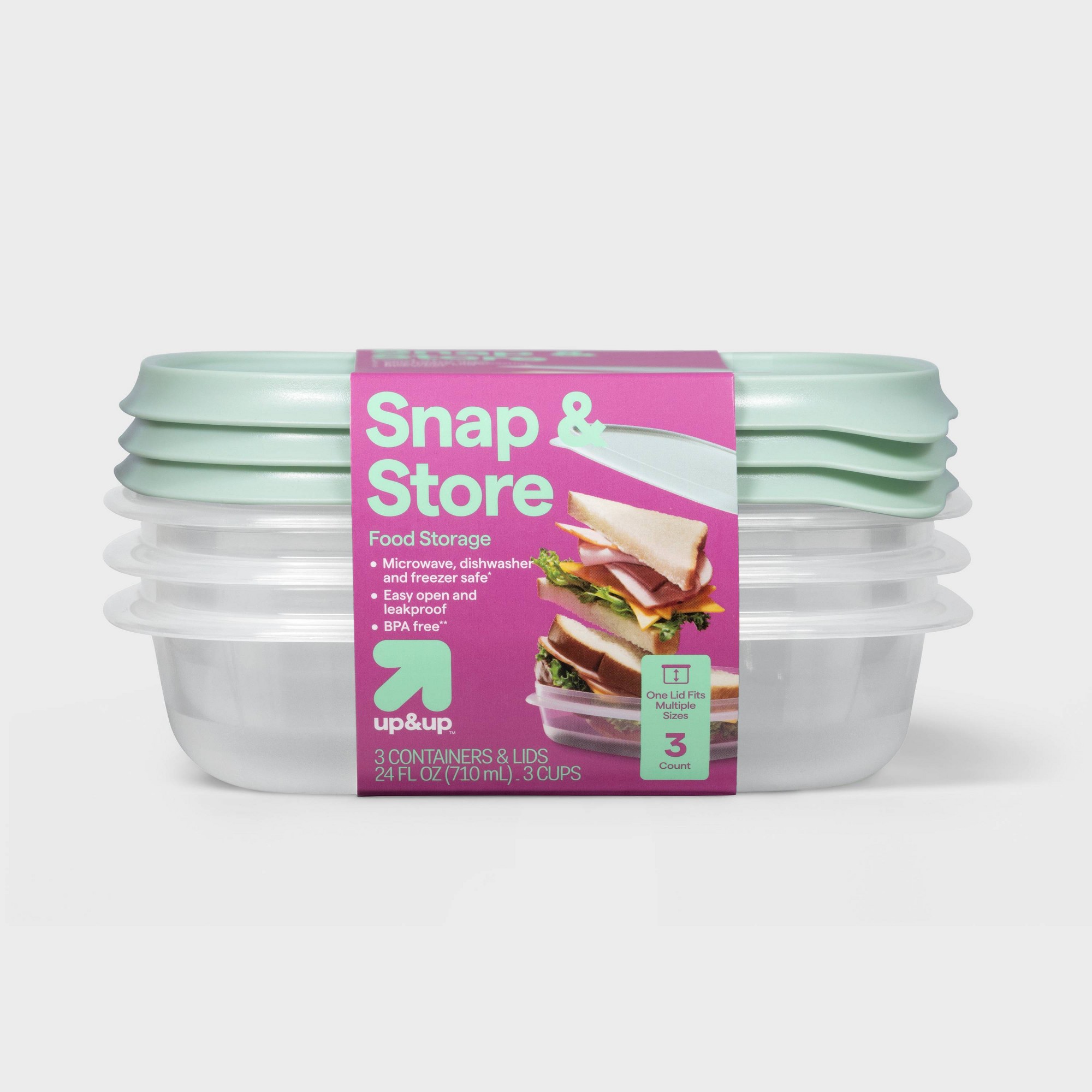 Food Storage Prep Containers - 3-delige vierkante voedselopslagdozen met klikdeksels, doorzichtige