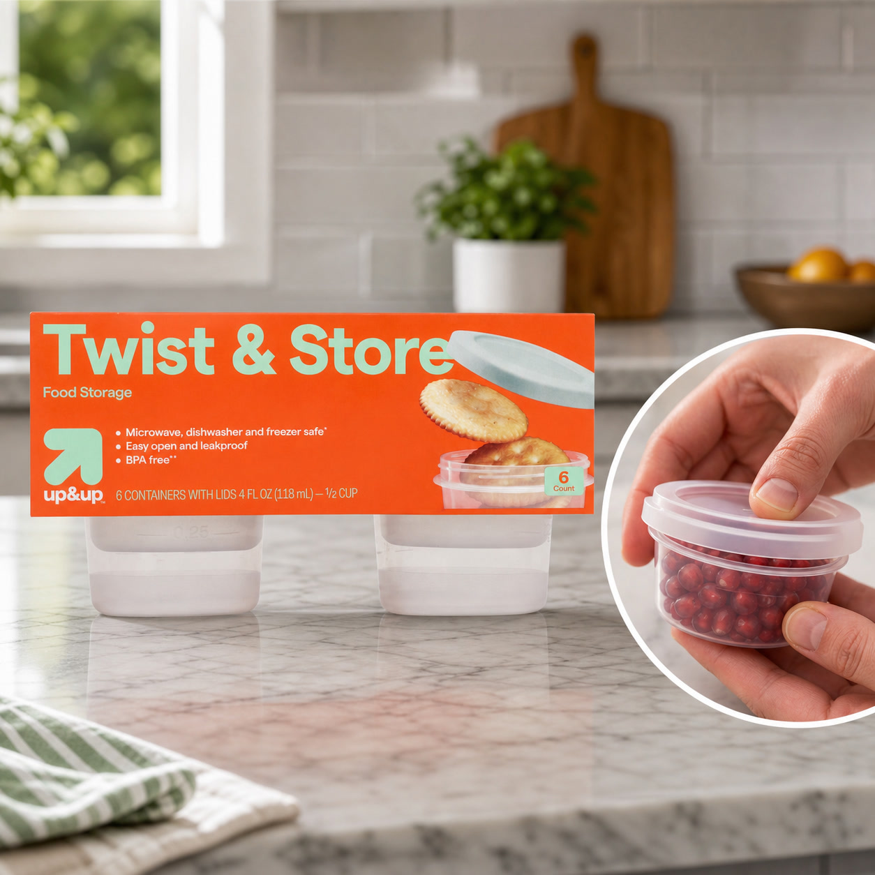 Food Storage Prep Containers - 6-delige ronde Twist-Lock voedselopslagcontainers, 4 fl
