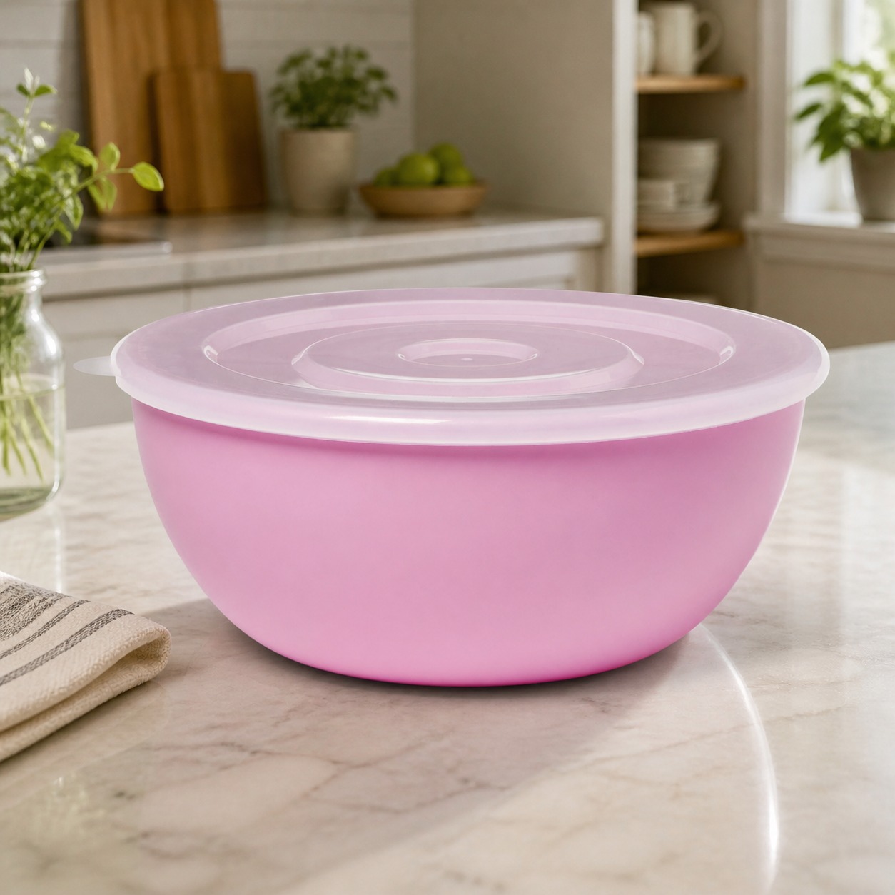 Food Storage Meals - Roze kom met bijpassend deksel, duurzame