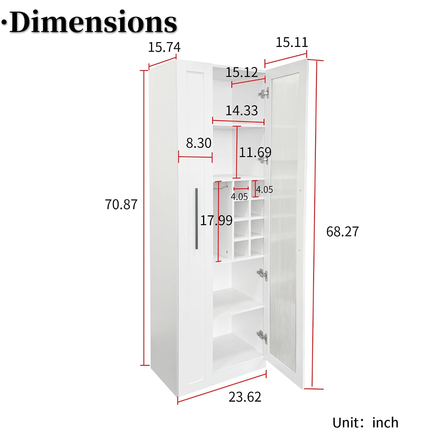 71 inch witte keukenkast, land - Food Storage Without Pantry recensie en prijs