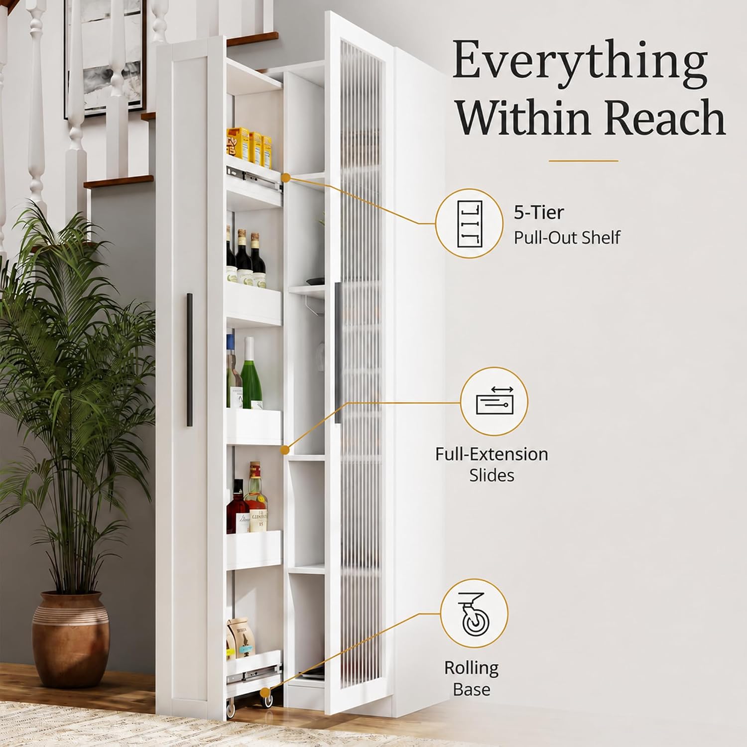 71 inch witte keukenkast, land - Food Storage Without Pantry recensie en prijs