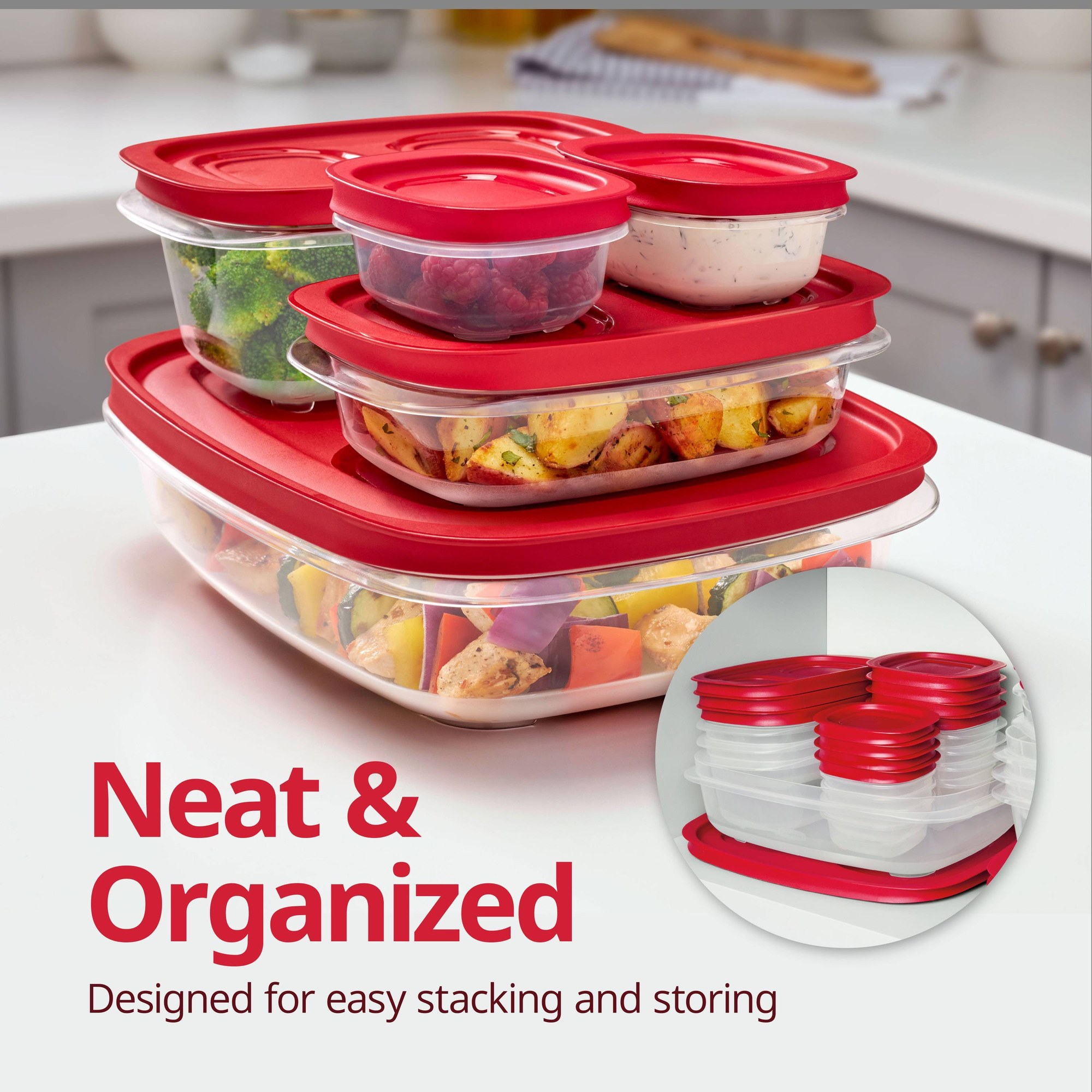 Rode rechthoekige voedselopsla - Food Storage Prep Containers recensie en prijs