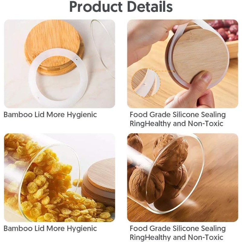 12-glazen potten set met bambo - Food Storage Jar Labels recensie en prijs