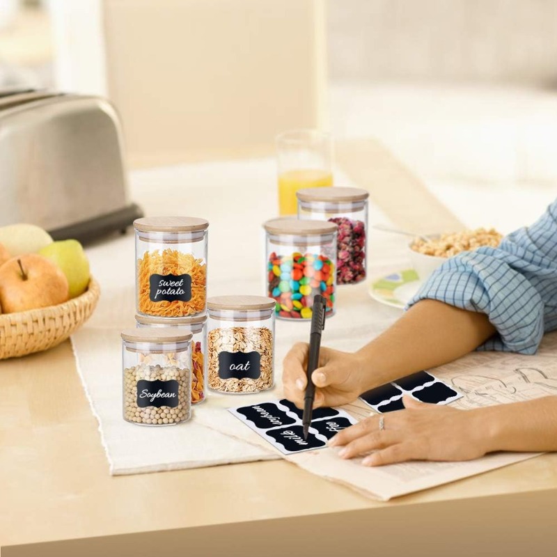 12-glazen potten set met bambo - Food Storage Jar Labels recensie en prijs