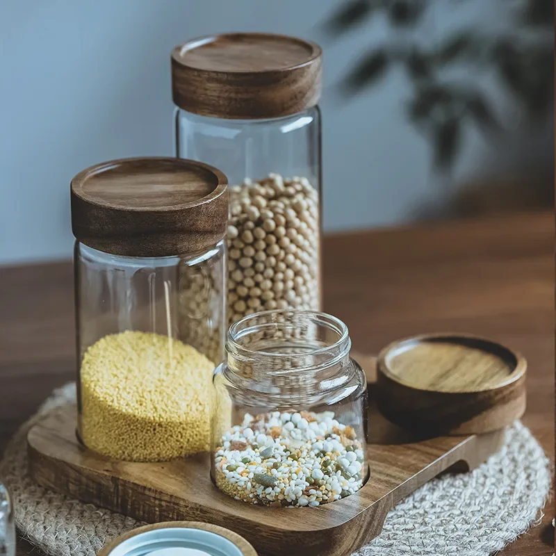 Houten Deksel Orgnizer Glas Lu - Food Storage Jar Set recensie en prijs