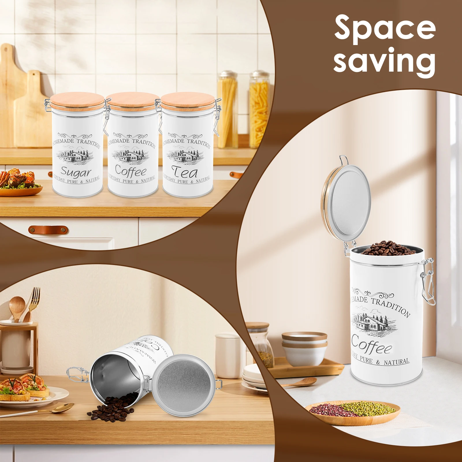 3 stks/set Thee Koffie Suikerb - Food Storage Jar Set recensie en prijs
