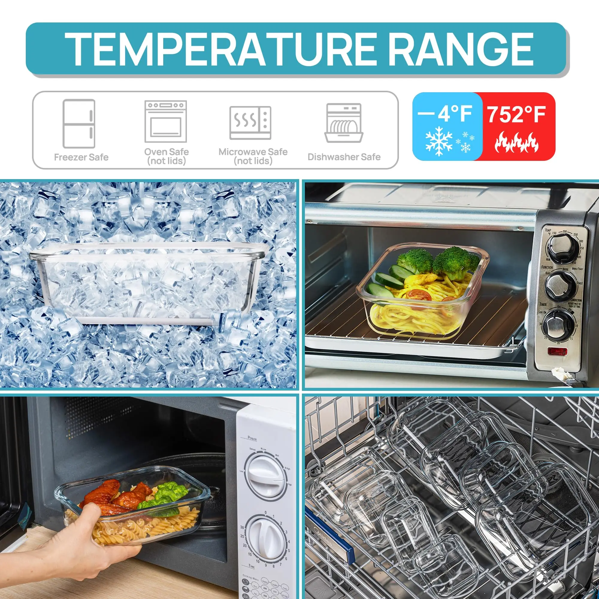 Glazen lunchbox Voedselopslagc - Food Storage Prep Containers recensie en prijs