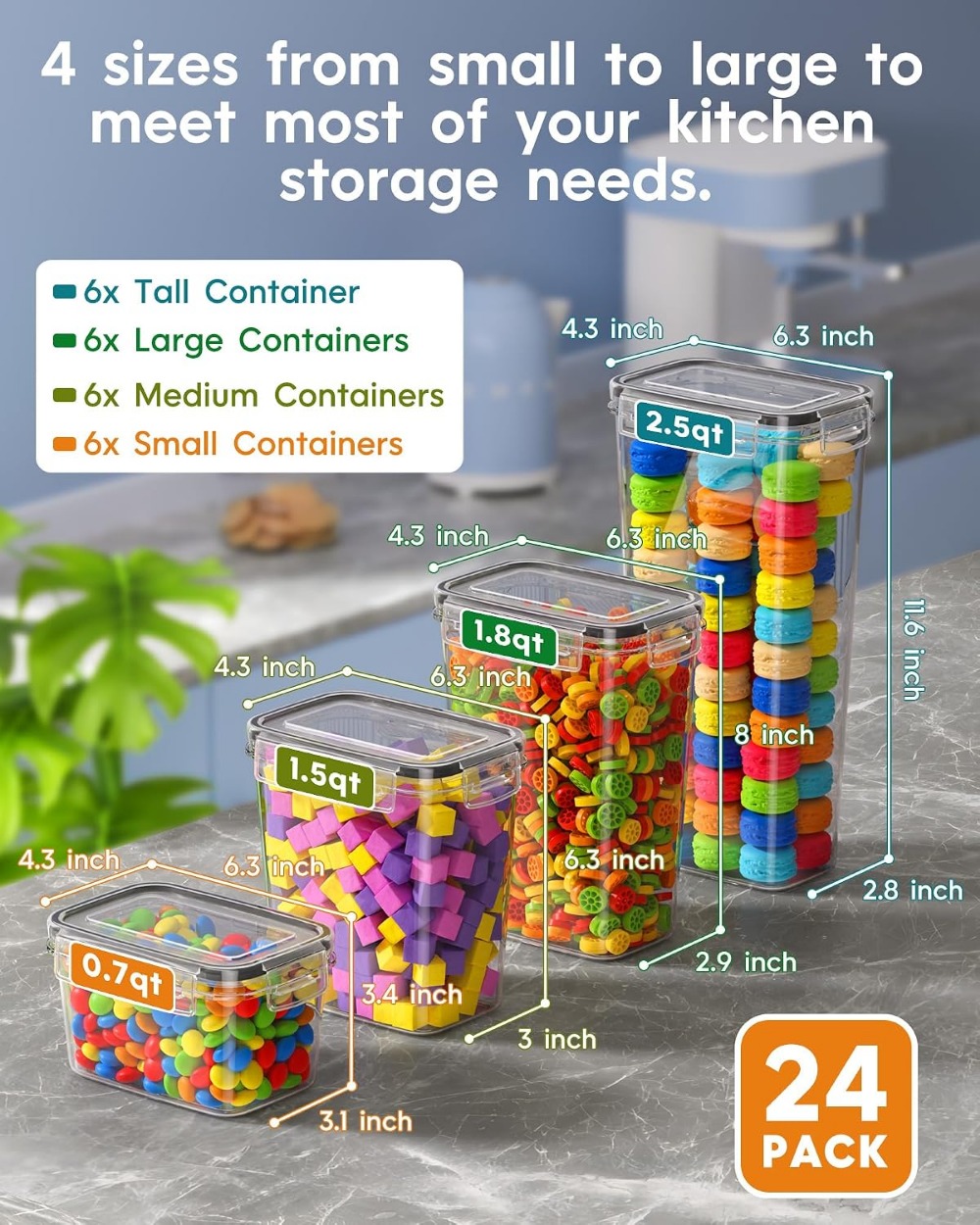 24 stuks luchtdichte voorraadd - Food Storage Kitchen recensie en prijs